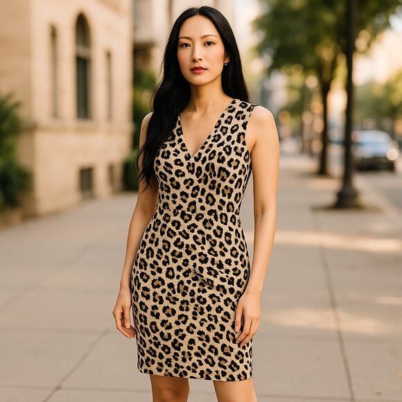Banana Republic Womens Leopard Print Sheath Tank Dress NEW NWT 4 Petite - Picture 1 of 5